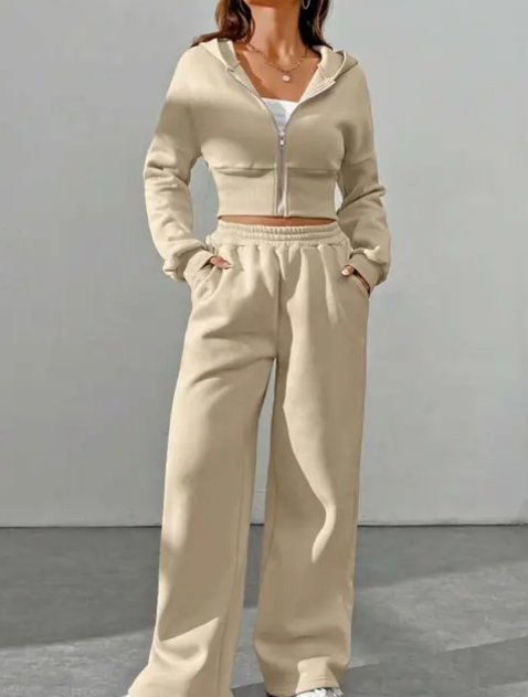 winter crop sweatshirt with lower for women's