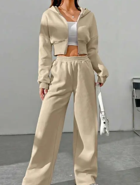 winter crop sweatshirt with lower for women's