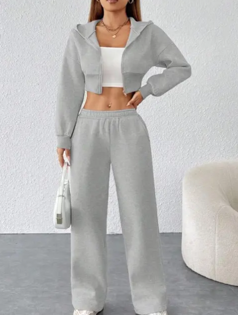 winter crop sweatshirt with lower for women's