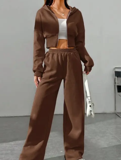 winter crop sweatshirt with lower for women's